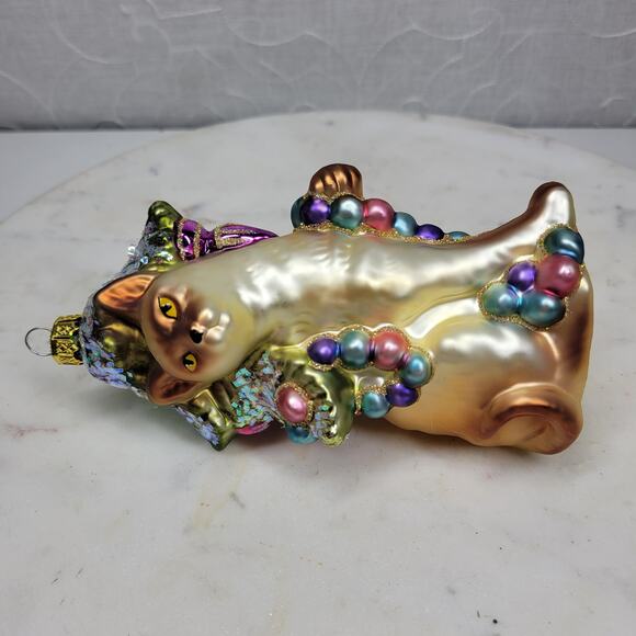 VTG Dept 56 Sammie Cat Ornament Blown Glass Siamese Christmas Tree Holiday Decor - Picture 12 of 16